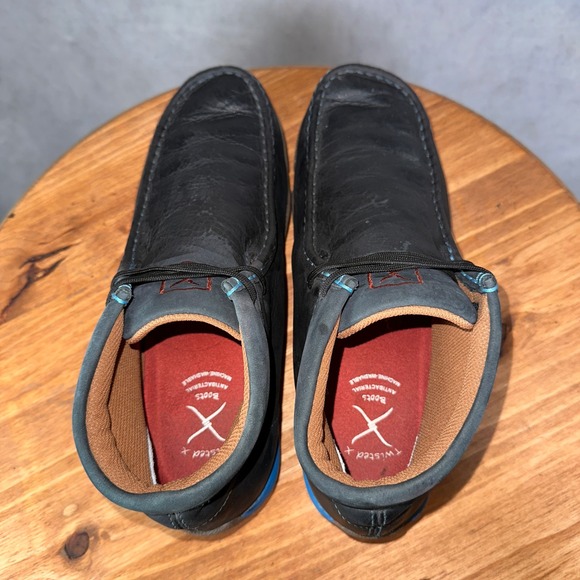 Twisted X Driving Mocs Mens 8M Black Blue Leather Chukka Boots WDM0033 Good main image 13
